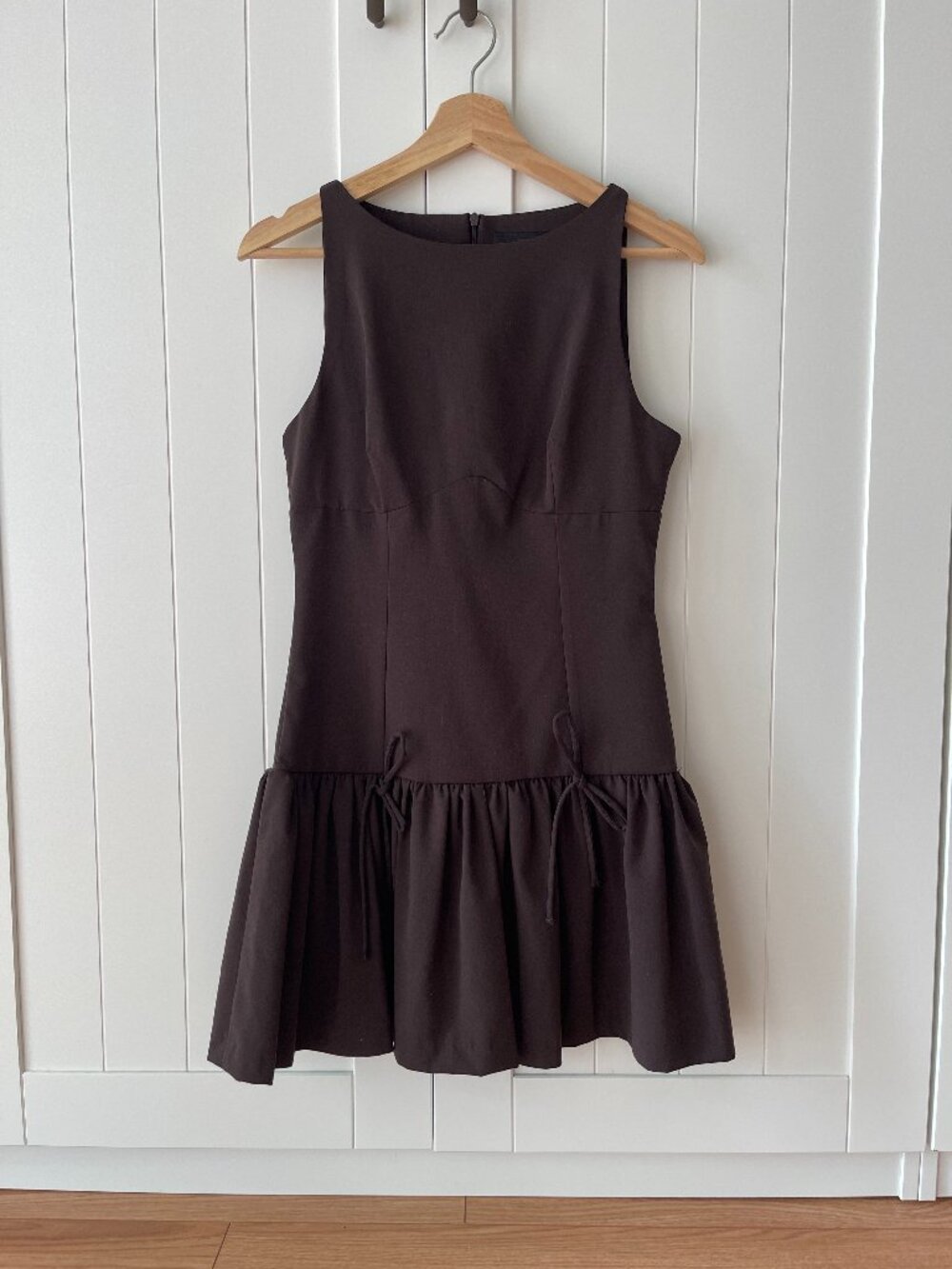 Zara Chocolate Brown Drop Waist Mini Dress